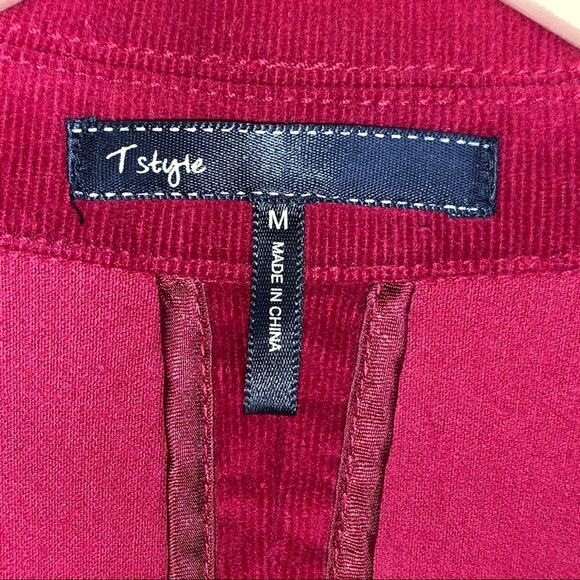 T Style red corduroy lapel blazer suit  jacket size medium M B111 - Picture 3 of 6